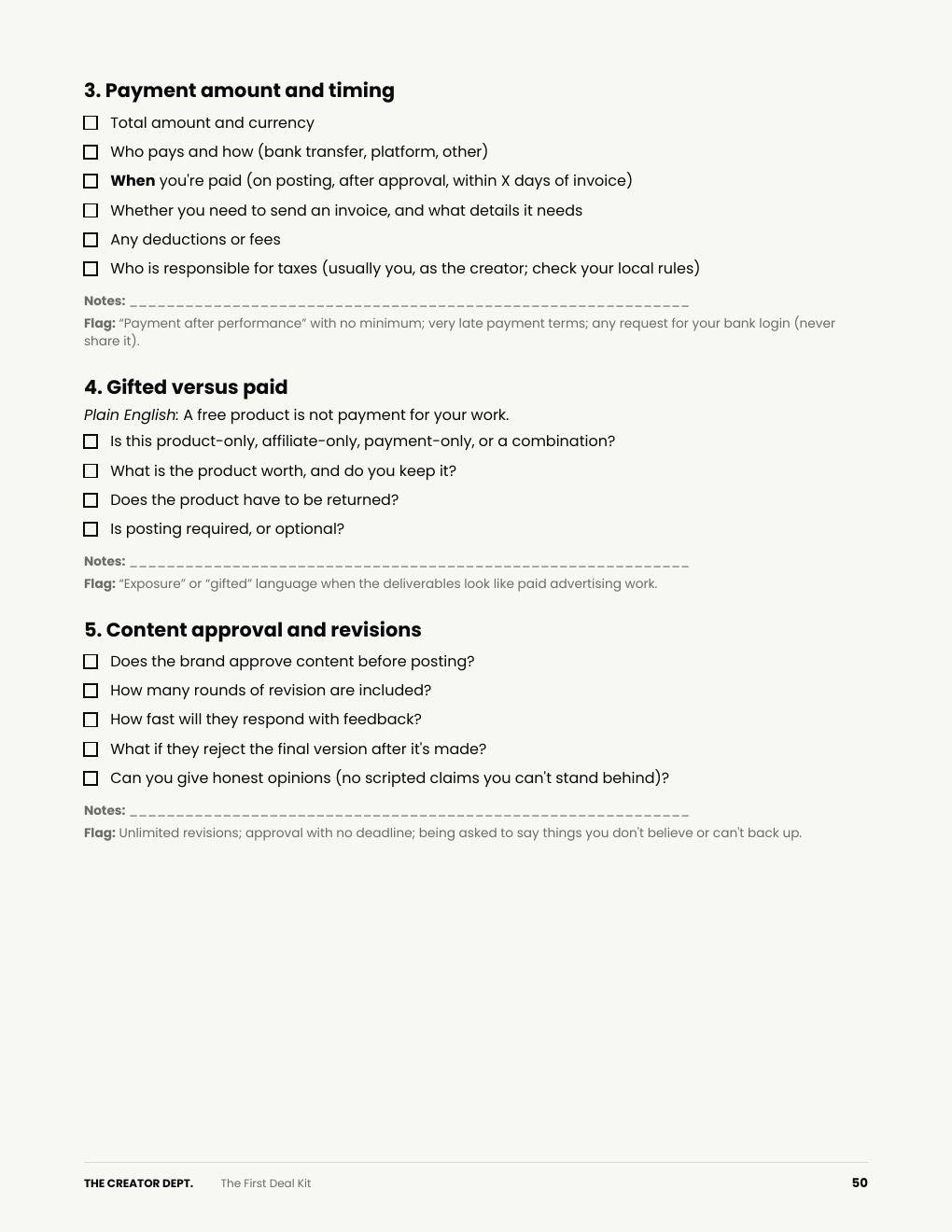 Page 50 of the PDF: collaboration terms checklist